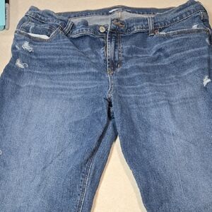 Old Navy Blue Straight Leg Jeans with Distressed Details